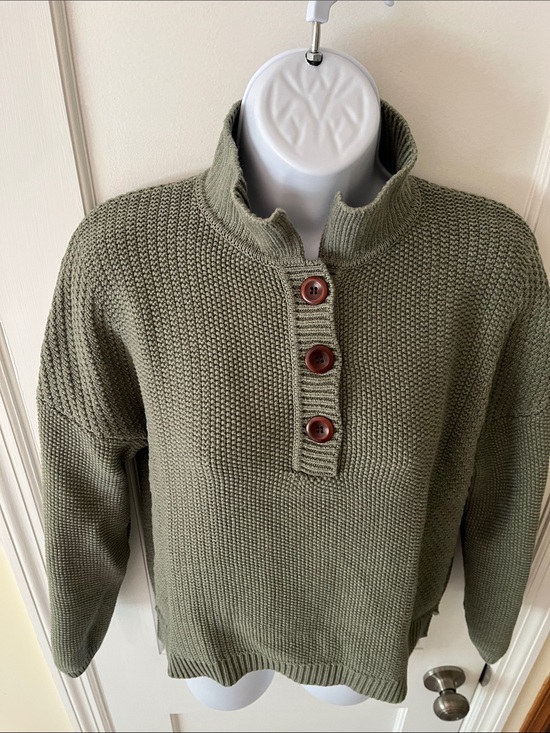 Poetry Sweaters - Poetry Organic Cotton Green Button Sweater Work Casual Beach